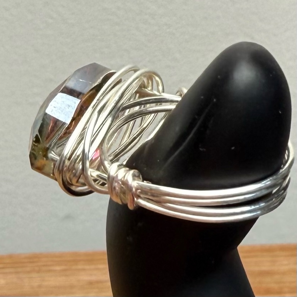 Handcrafted Silver Plated Wire-Wrap Ring Multicol… - image 2